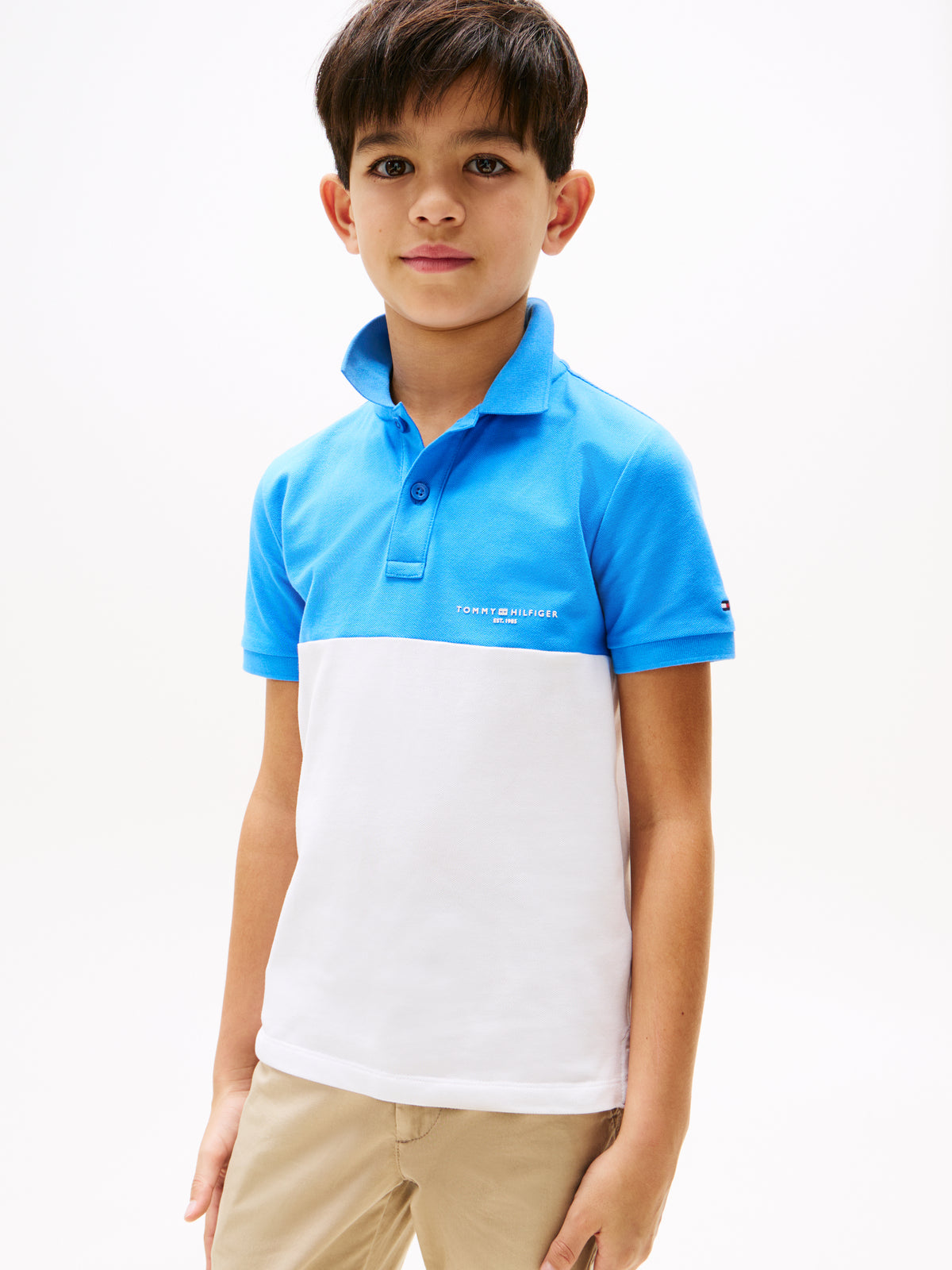 Colour Block Polo Blue/White