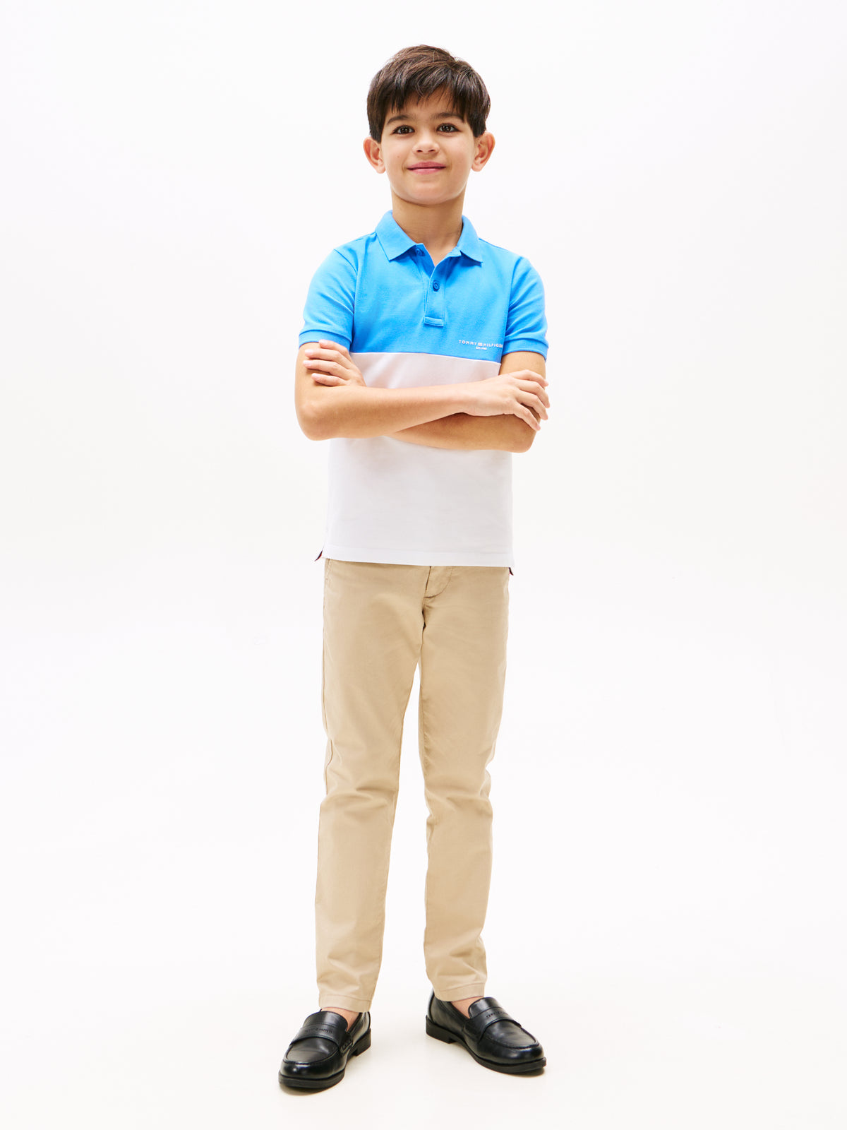 Colour Block Polo Blue/White