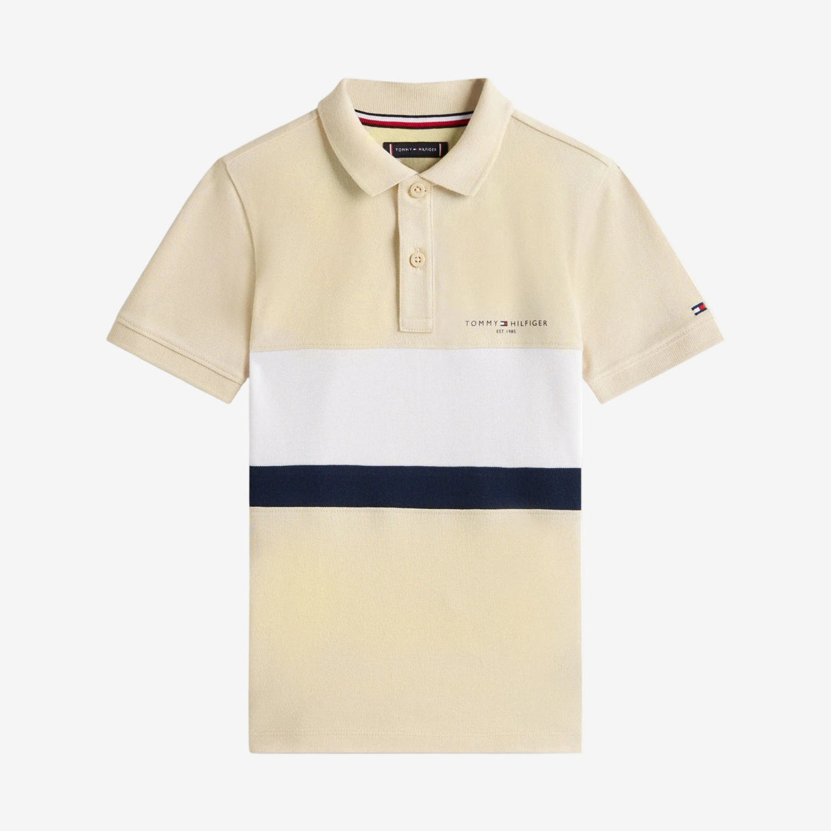 Tommy Hilfiger Boys Beige Colour Block Polo | Casa Childrenswear