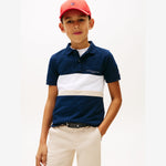 Tommy Hilfiger Boys Navy Colour Block Polo | Casa Childrenswear