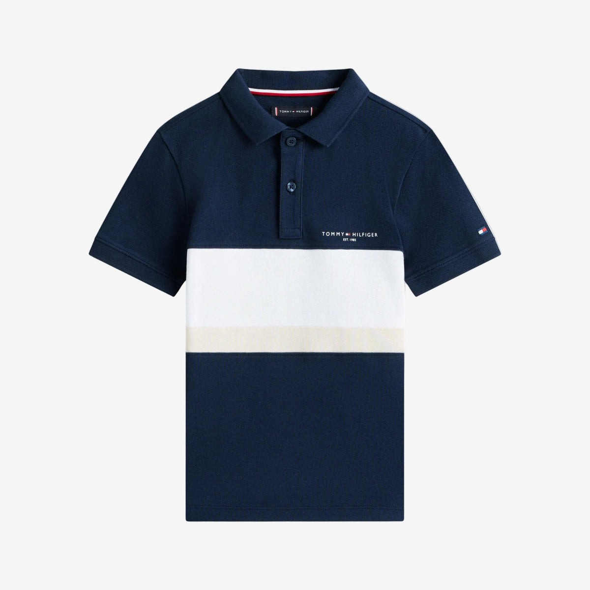 Tommy Hilfiger Boys Navy Colour Block Polo | Casa Childrenswear