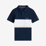 Tommy Hilfiger Boys Navy Colour Block Polo | Casa Childrenswear