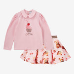 Mabel Pink Bear Print Skirt Set