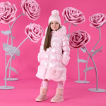 A Dee Aurora Pink Long Fur Trim Jacket | Casa Childrenswear