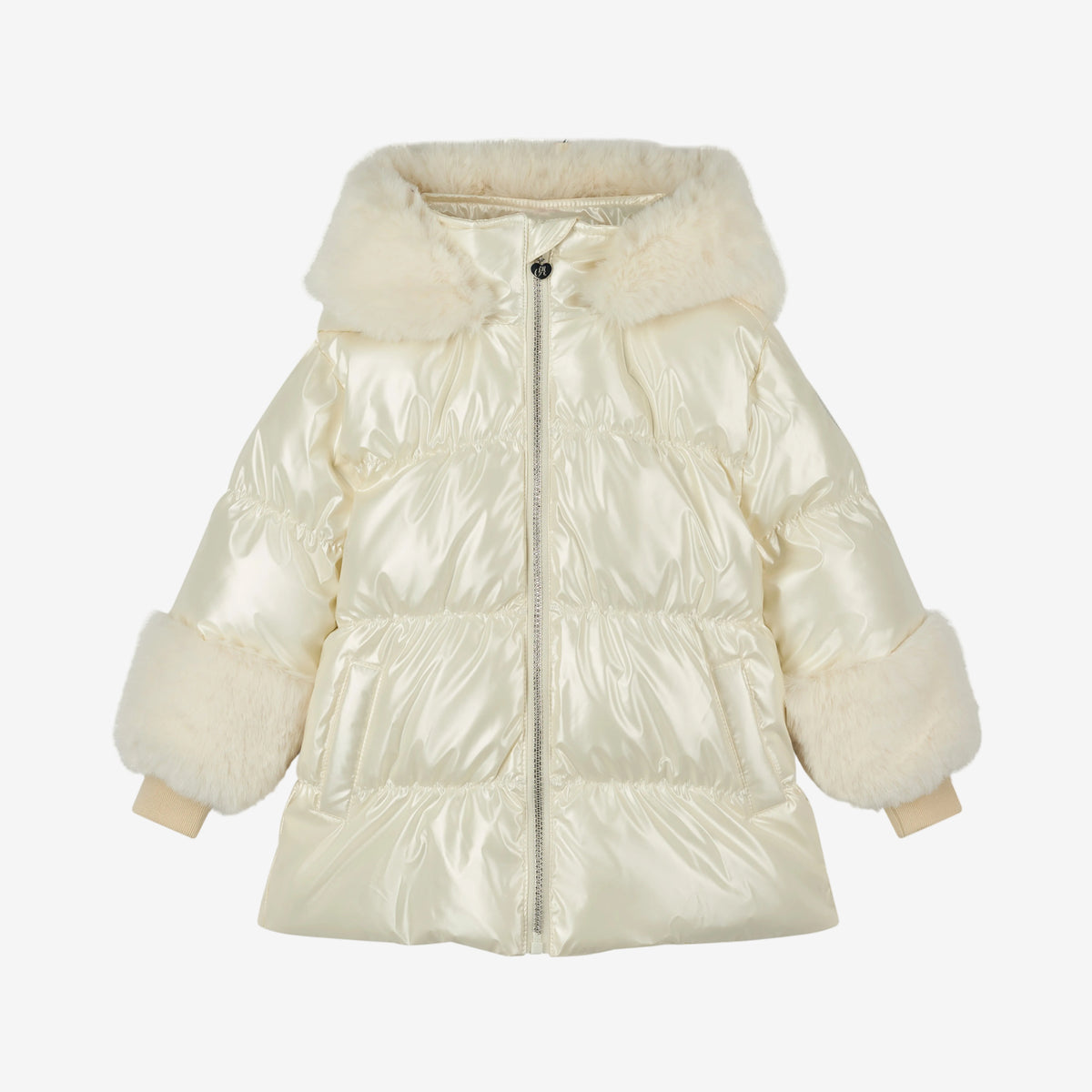 A Dee Avery White Short Fur Trim Jacket | Casa Childrenswear