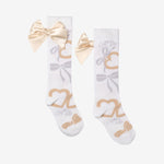 A Dee Alessandra White Bow Print Knee High Sock | Casa Childrenswear