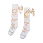 A Dee Alessandra White Bow Print Knee High Sock | Casa Childrenswear