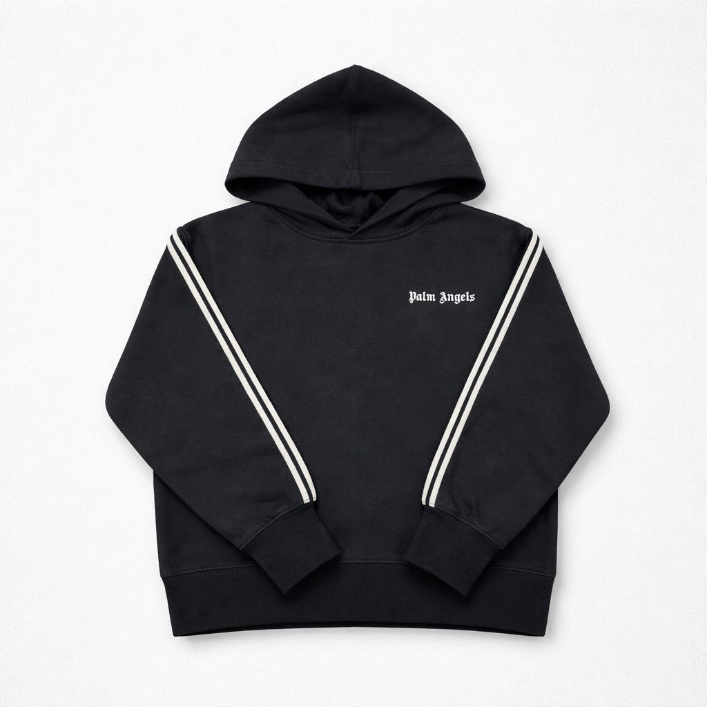 Palm Angels Boys Black Shoulder and Sleeve Contrast Hoodie | Casa Childrenswear