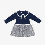 Granlei Girls Blue Dress with Flower Print - front view