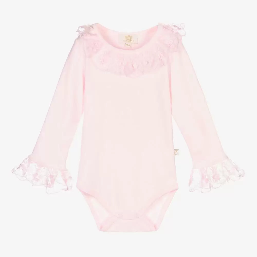 Caramelo Baby Girl Pink Frilliy Long Sleeved Romper | Casa Childrenswear
