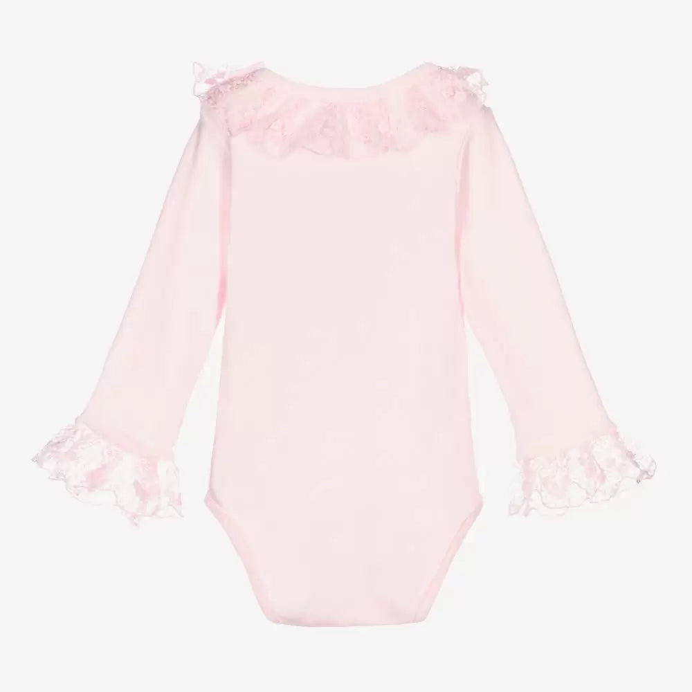 Caramelo Baby Girl Pink Frilliy Long Sleeved Romper | Casa Childrenswear