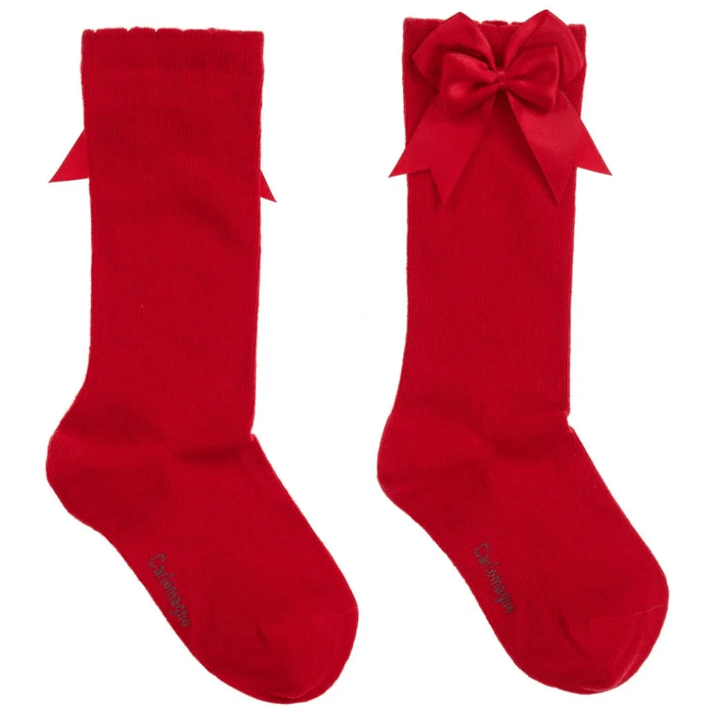 Classic Red Knee Sock with Bow