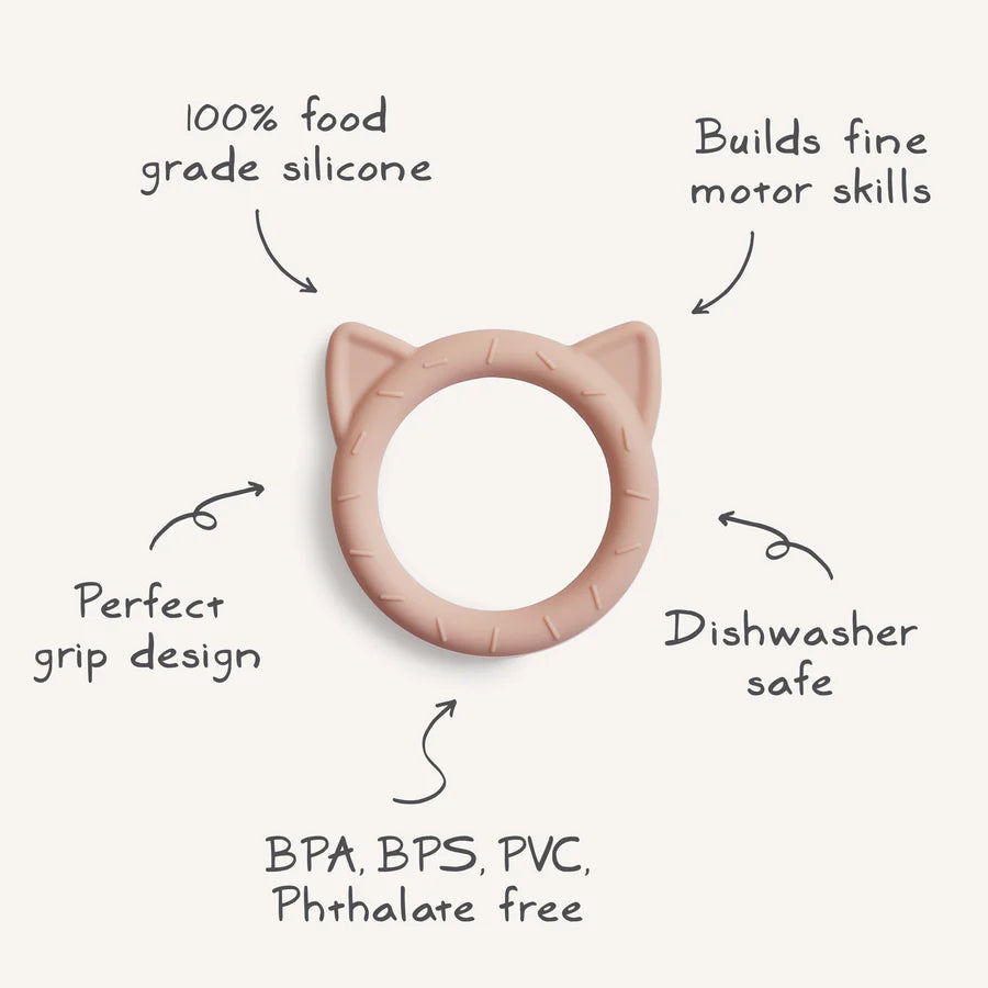 Mushie Cat Teether- Stone | Casa Childrenswear