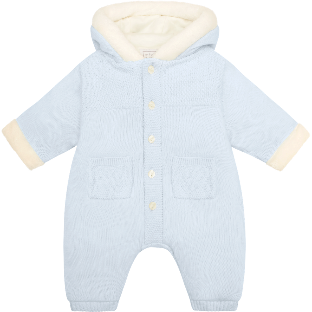 Emile et Rose Kane Blue Fur Trim Pramsuit | Casa Childrenswear