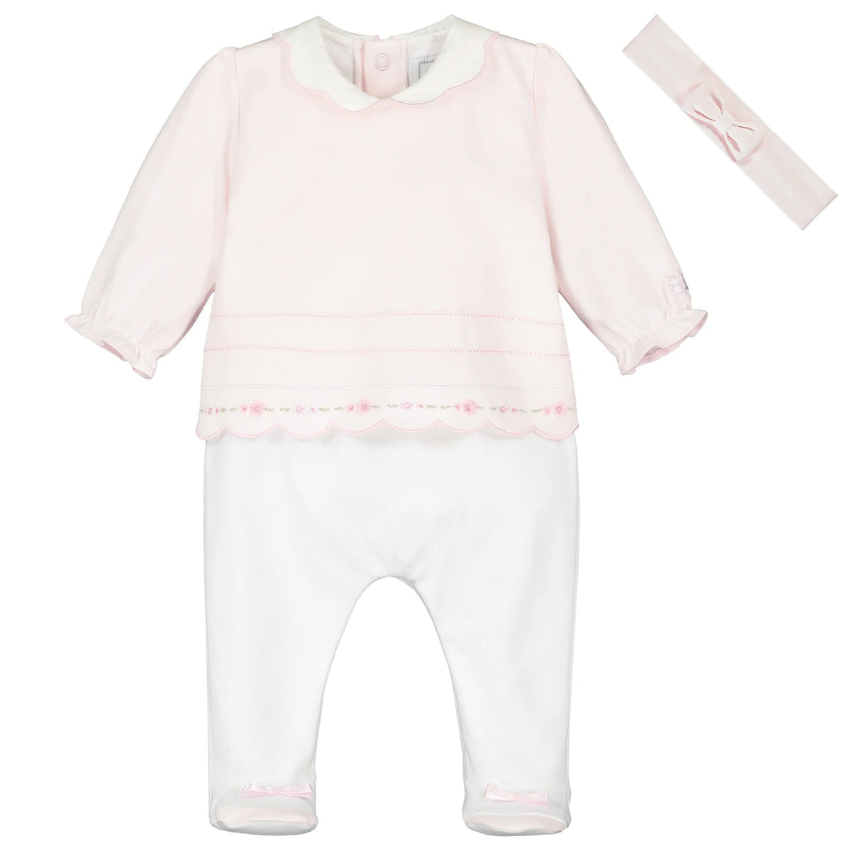 Betty Baby Girls Babygrow & Hairband - Pale Pink