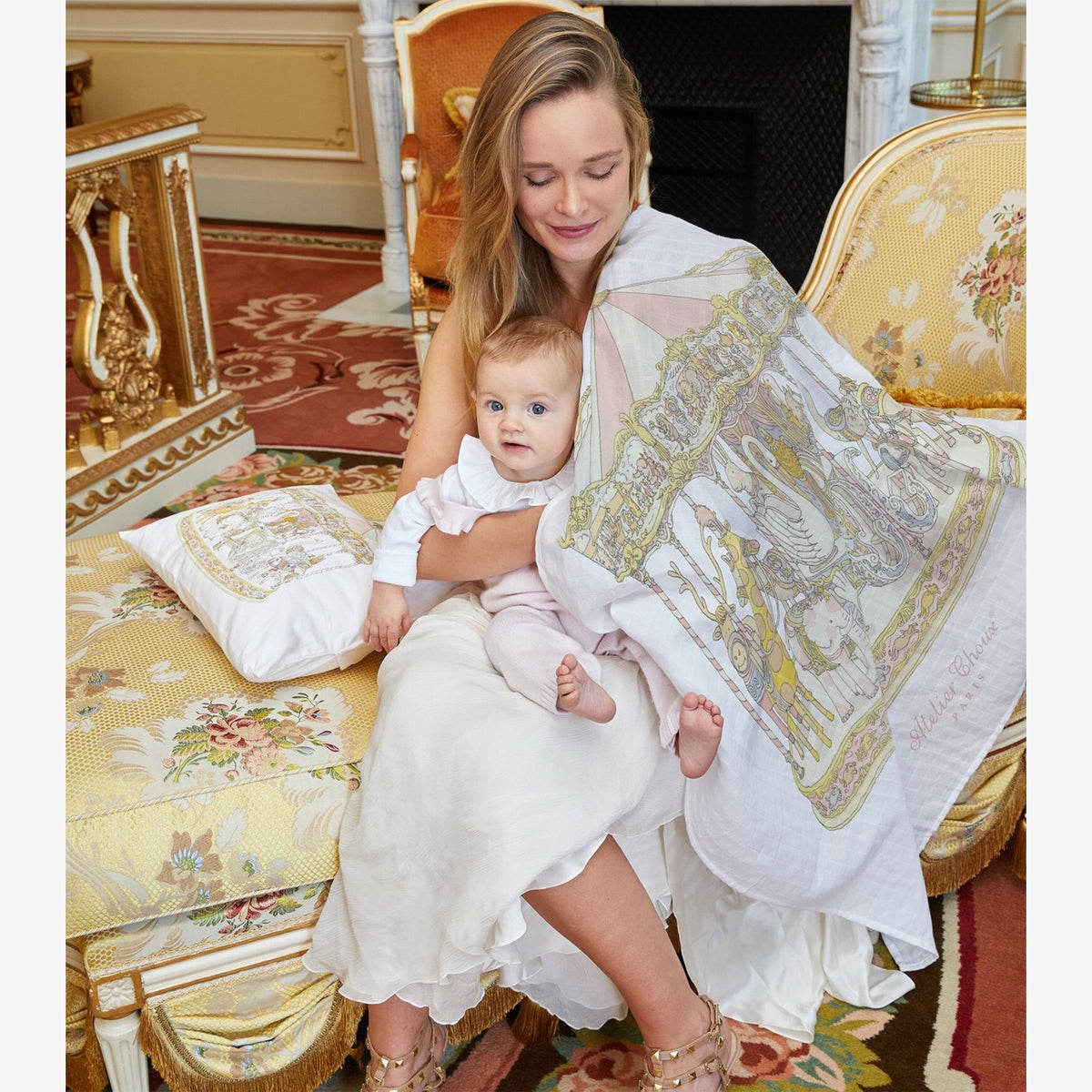 Atelier Choux Blanket Carré - Carousel Pink | Casa Childrenswear