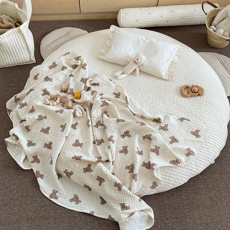 Cozy Crew Club Bear Muslin Blanket Swaddle | Casa Childrenswear