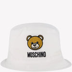 Moschino Baby White Teddy Logo Bucket Hat | Casa Childrenswear
