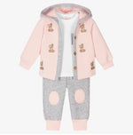 Caramelo Baby Girl Pink Three Piece Bear Leisure Set | Casa Childrenswear