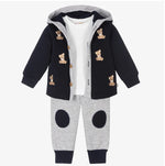Caramelo Baby Boy Navy Three Piece Bear Leisure Set | Casa Childrenswear