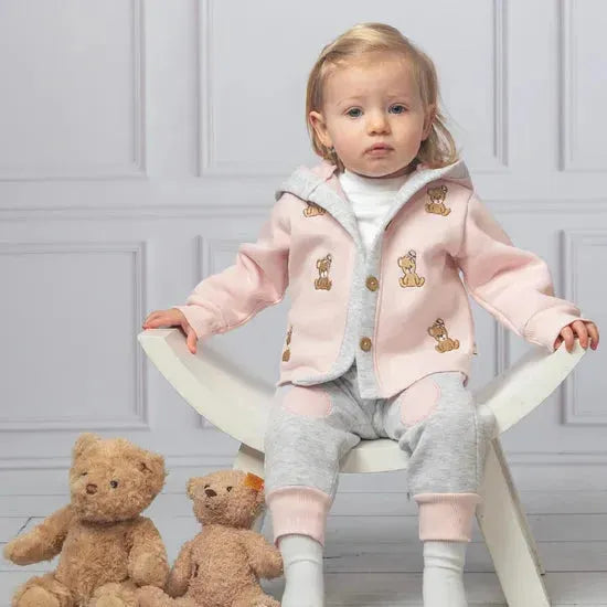 Caramelo Baby Girl Pink Three Piece Bear Leisure Set | Casa Childrenswear