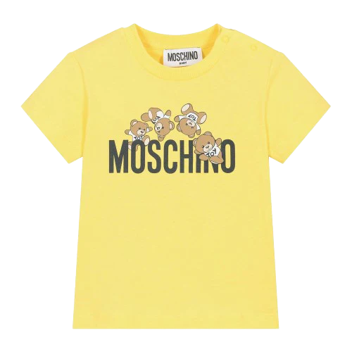 Moschino Baby Yellow Teddy Logo T-Shirt | Casa Childrenswear