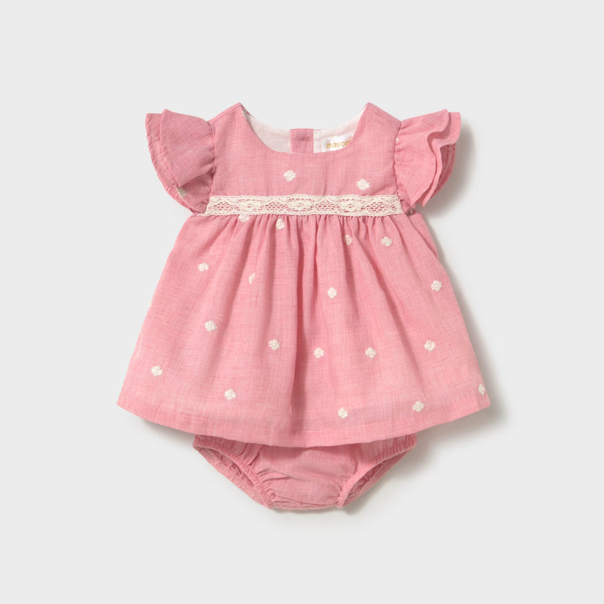 Mayoral Baby Girls Pink Linen Dress | Casa Childrenswear