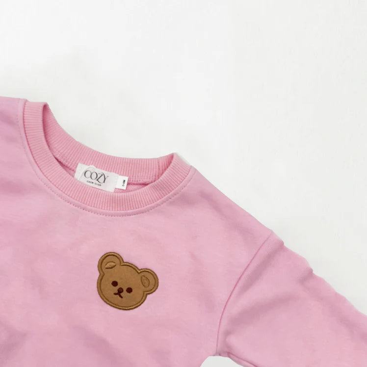 Cozy Crew Club Bear Pink Colour Tracksuit | Casa Childrenswear