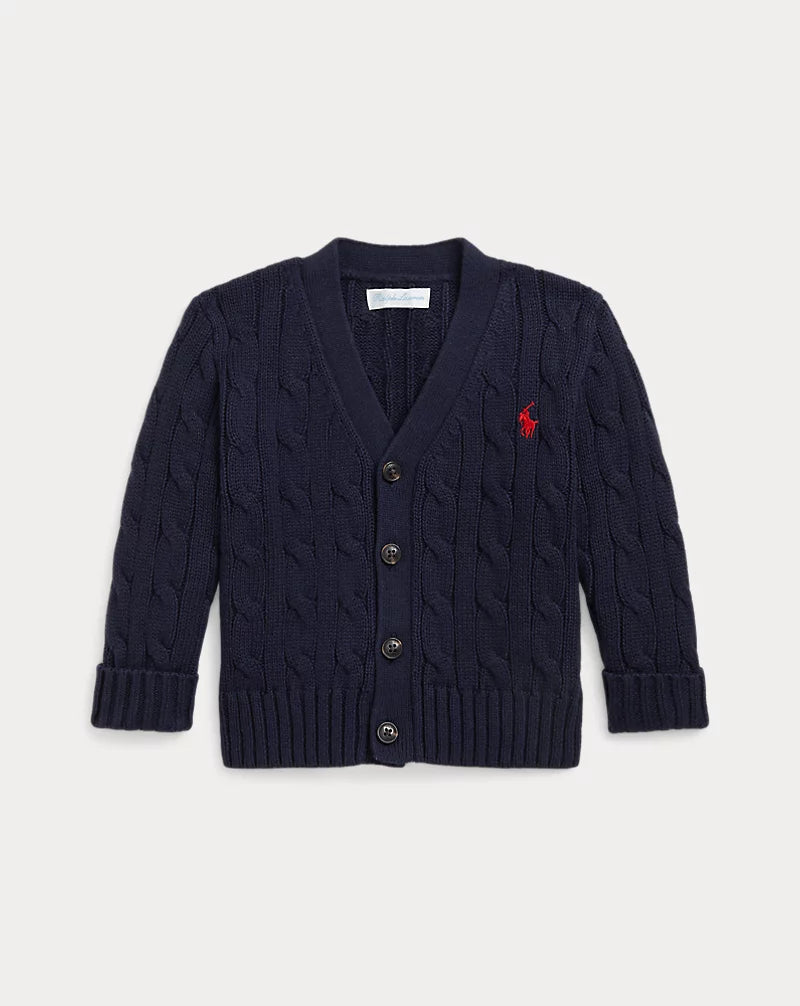 Ralph Lauren Boys Navy Cable Cardigan | Casa Childrenswear
