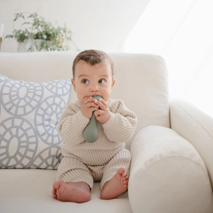 Mushie Silicone Baby Rattle Toy - Dried Thyme | Casa Childrenswear