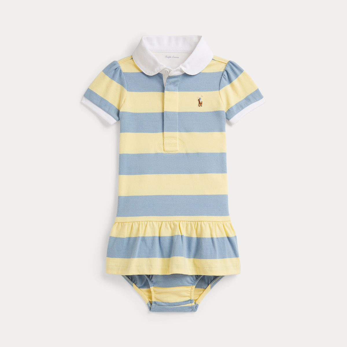 Ralph Lauren Baby Girls Yellow Stripe Rugby Dress | Casa Childrenswear