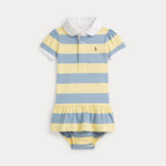 Ralph Lauren Baby Girls Yellow Stripe Rugby Dress | Casa Childrenswear