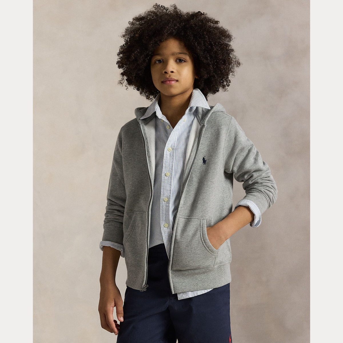 Boys Grey Full Zip Hoodie