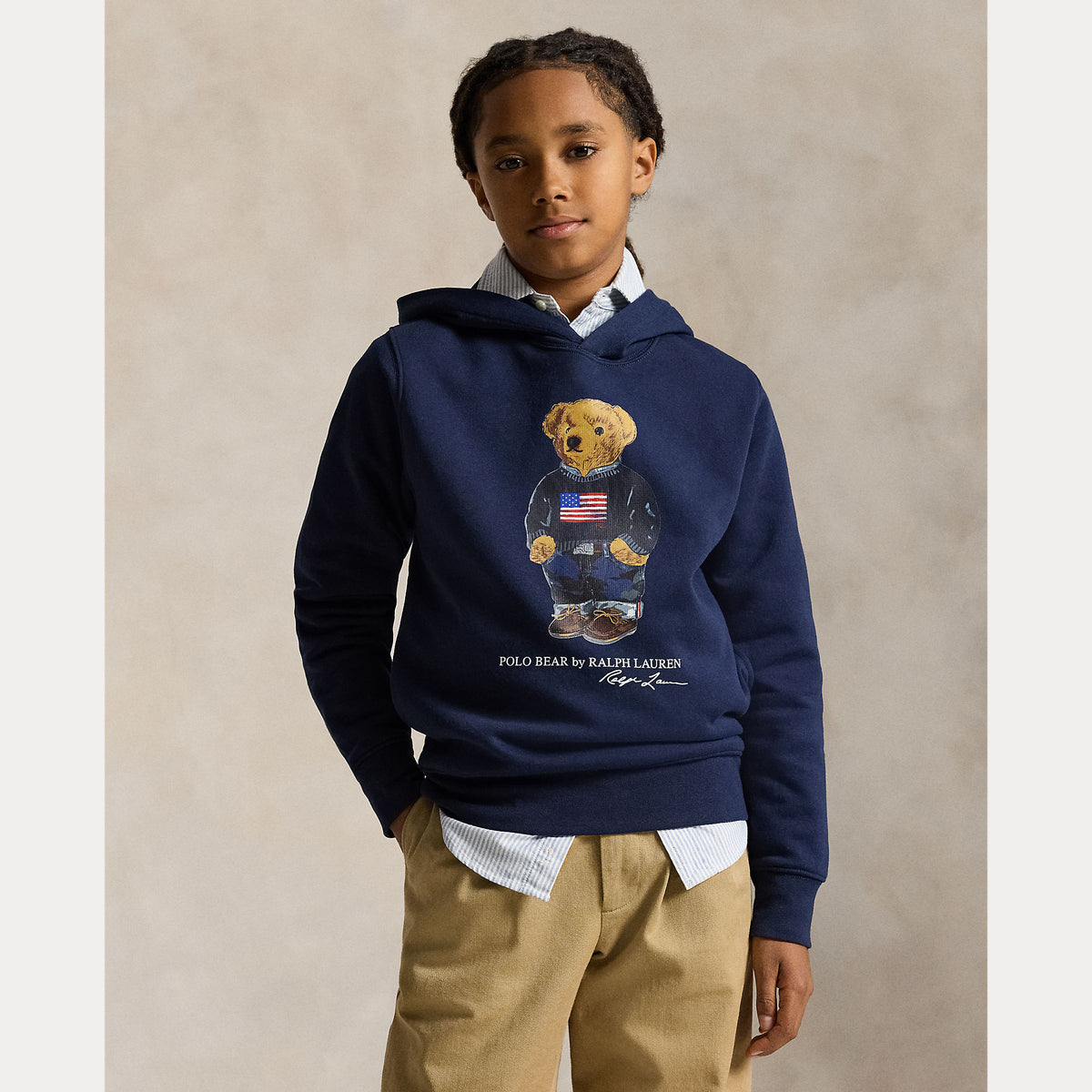 Ralph Lauren Boys Bear Print Navy Hoodie | Casa Childrenswear