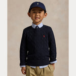 Ralph Lauren Boys Navy Cotton Cable Sweater | Casa Childrenswear