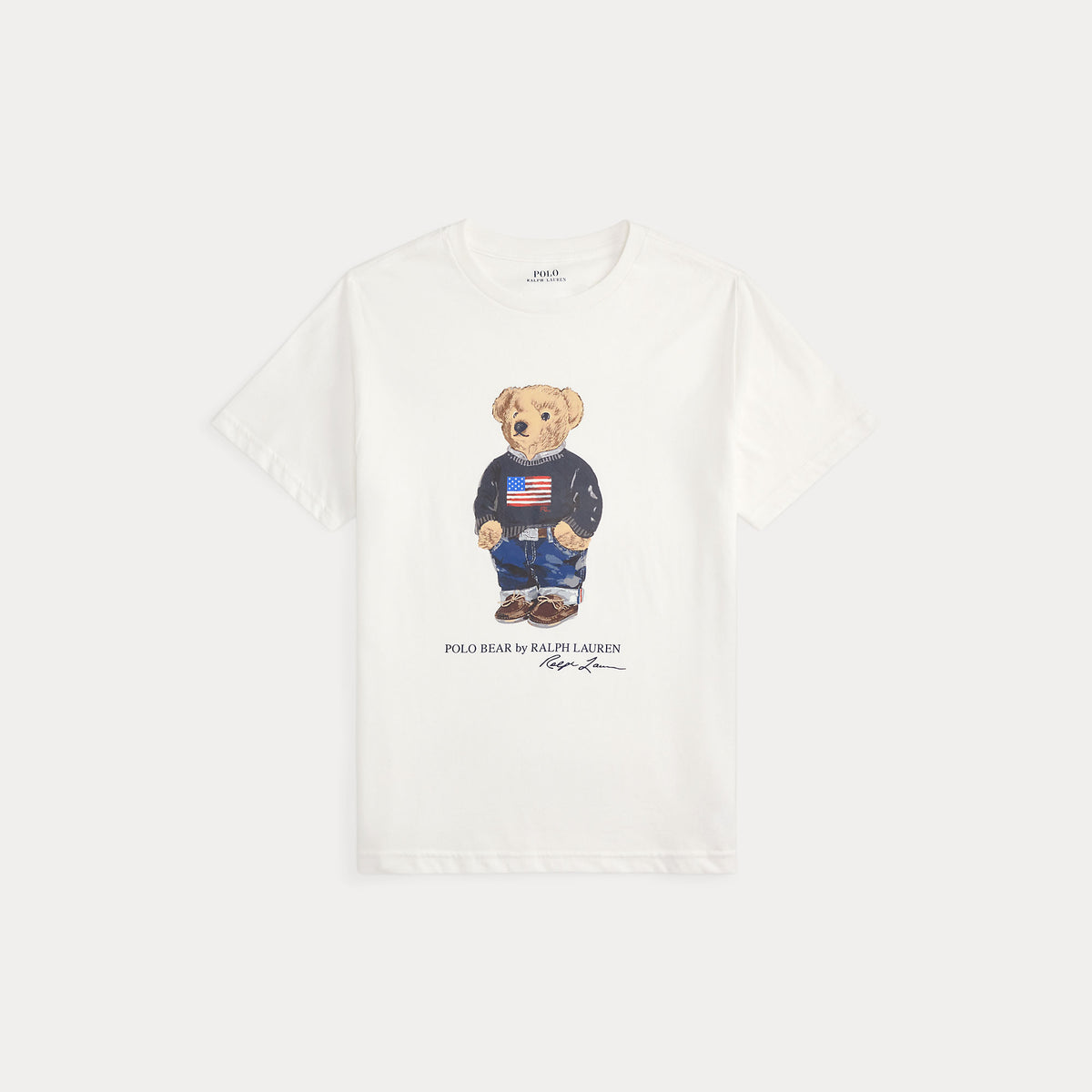 Ralph Lauren Boys Bear Print White T-Shirt | Casa Childrenswear