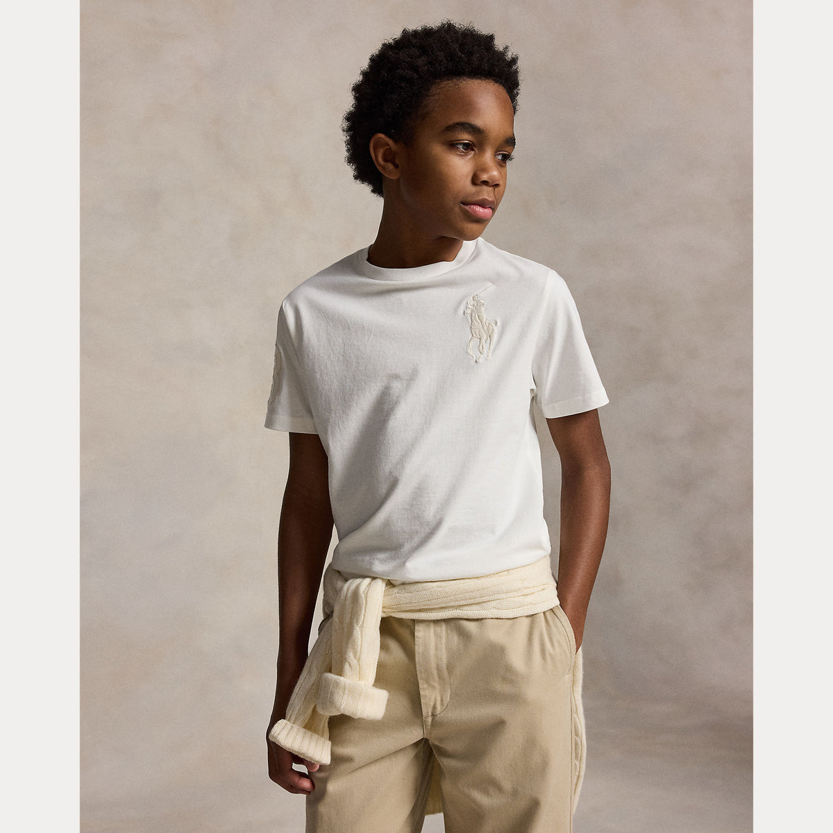 Ralph Lauren Boys Ivory Cotton Big Pony Logo T-Shirt | Casa Childrenswear