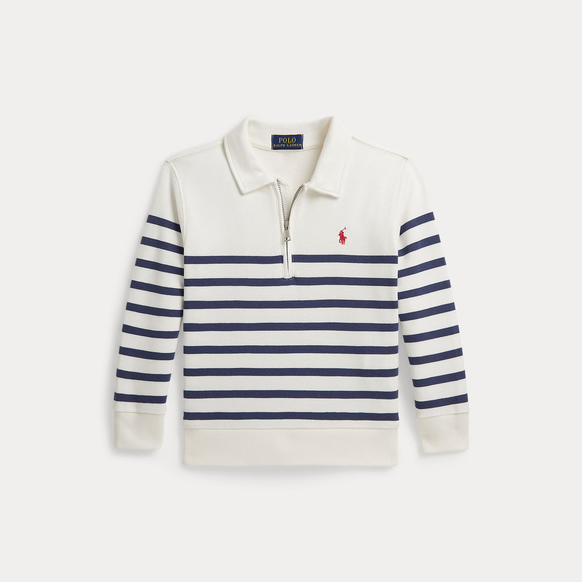 Ralph Lauren Boys Blue Half Zip Striped Sweatshirt | Casa Childrenswear