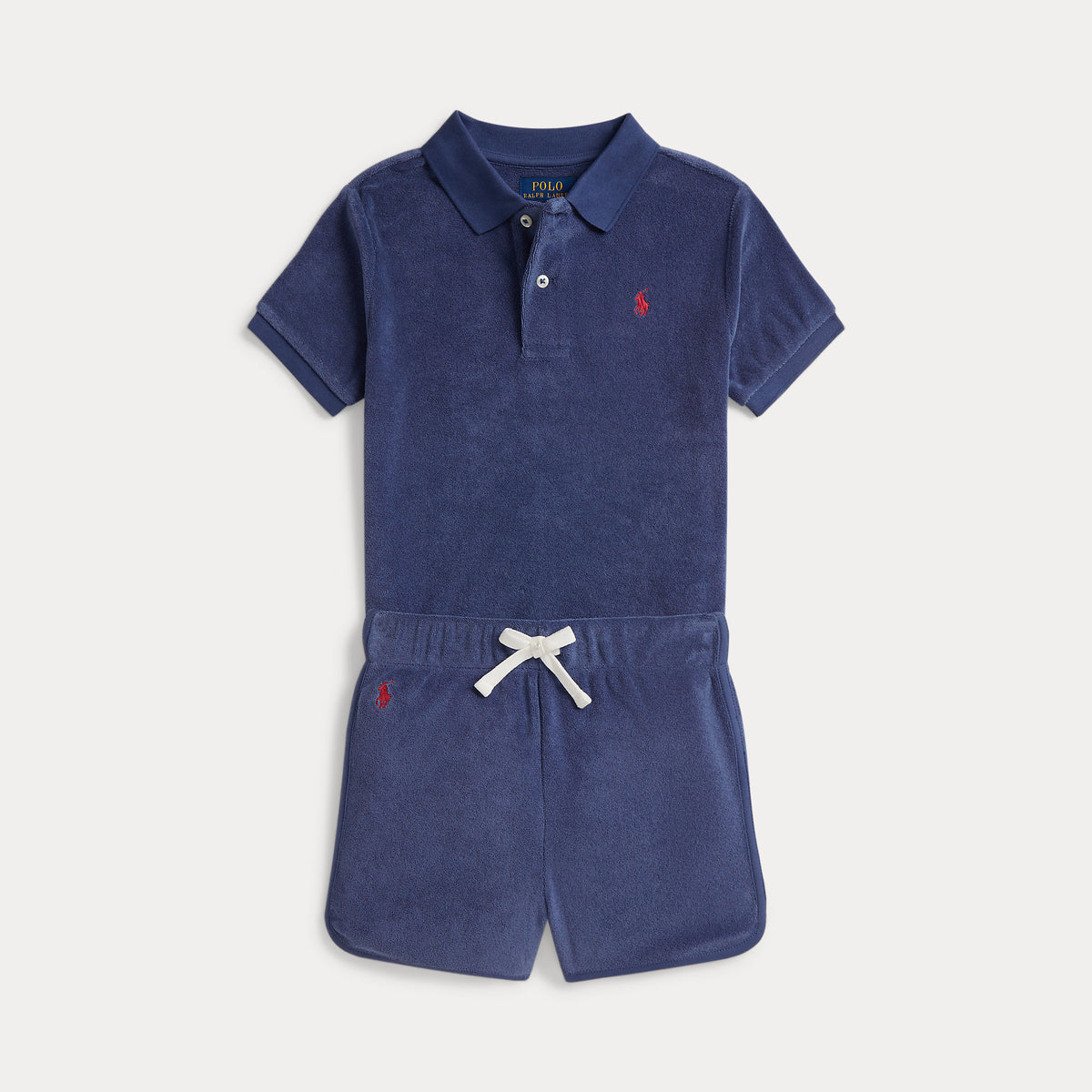 Ralph Lauren Boys Navy Polo & Short Set - front view