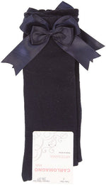 Classic Navy Knee Sock with Bow