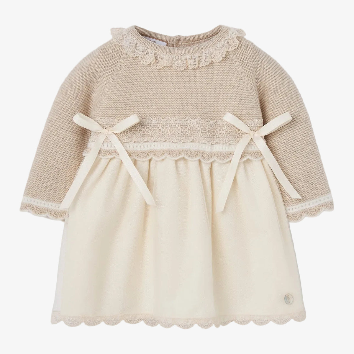 Paz Rodriguez Baby Girls Beige Dress - front view