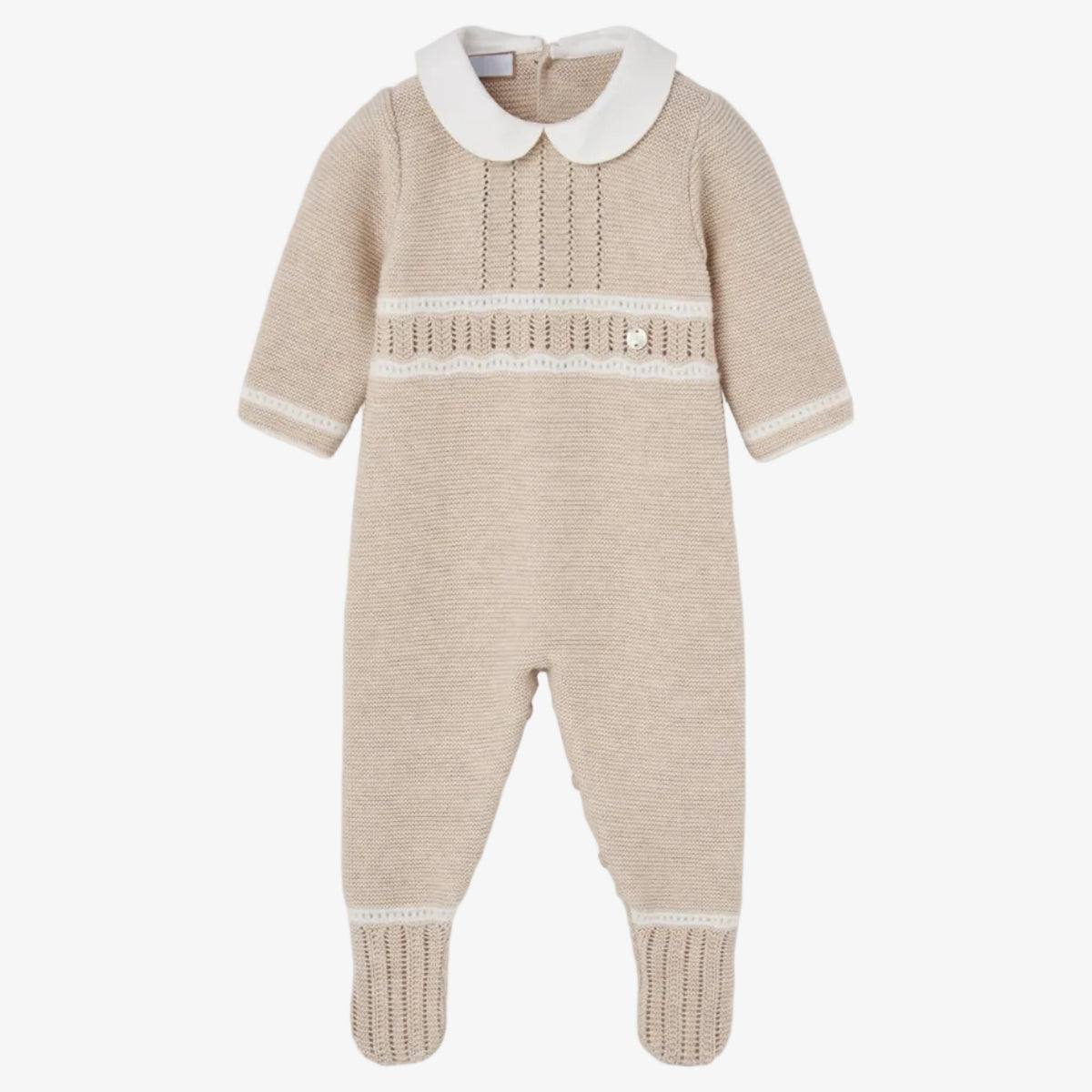 Paz Rodriguez Baby Boys Beige Romper - front view