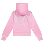 Pink Diamonte Zip Thru Velour Hoodie