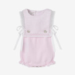 Paz Rodriguez Baby Girls Cotton Pink & White Sleeveless Romper | Casa Childrenswear