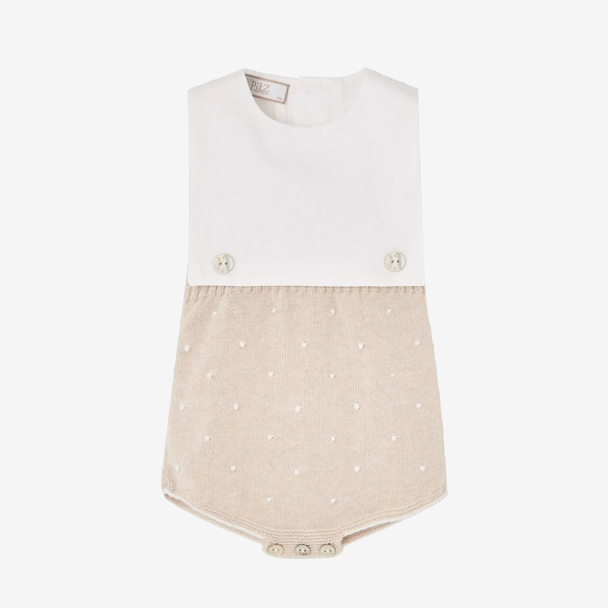 Paz Rodriguez Baby Girls Peach & White Sleeveless Romper | Casa Childrenswear