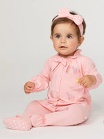 Baby Girl Pink Garden Babygrow with Headband