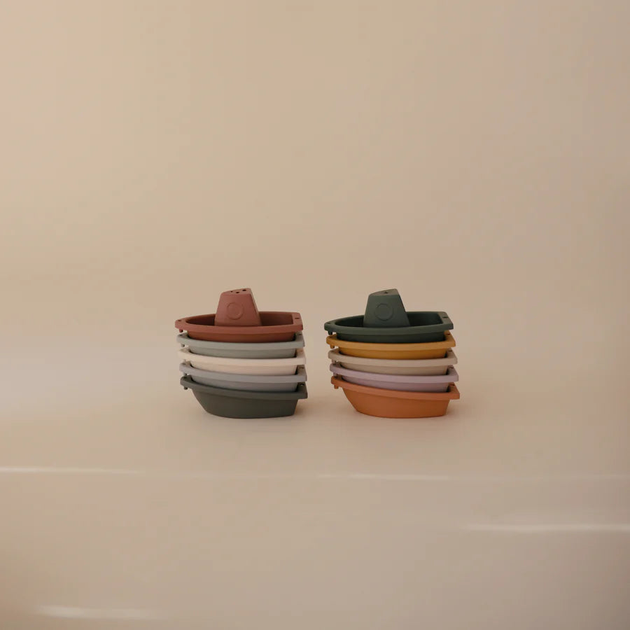 Mushie Bath Play Set - Boats Rustic