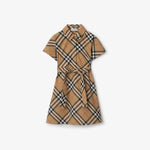 Girls Beige Check Dress