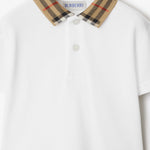 Baby Boys White Cotton Check Polo Shirt