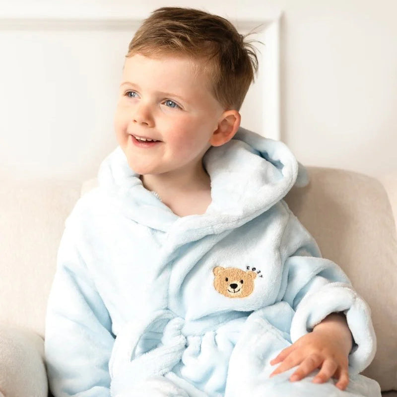 Cozy Blue Bear Hooded Dressing Gown